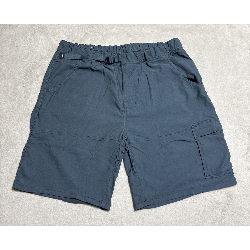 prAna Zion Shorts Mens XL Blue Green Cargo Utility Belted Hiking Nylon Stretch